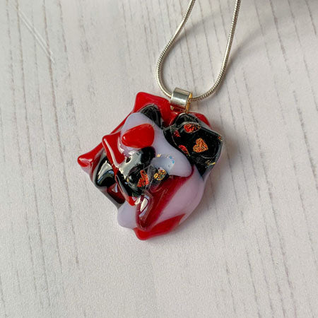 Abstract Dichroic Glass Necklaces - Reds, Oranges, Yellows