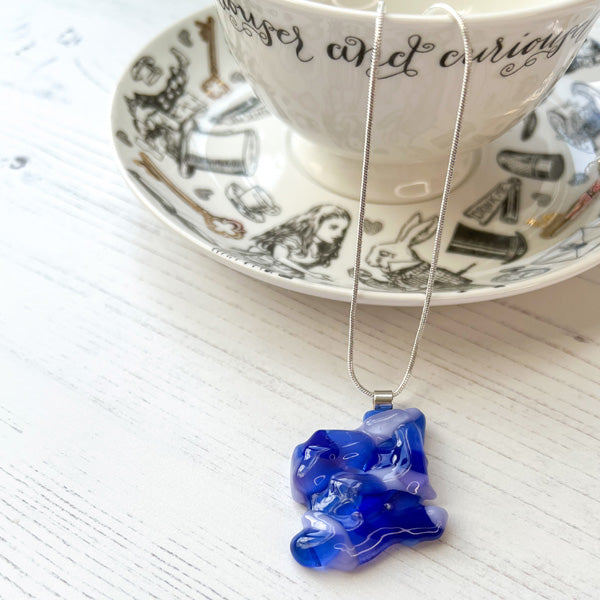 Abstract Dichroic Glass Necklaces - Blues