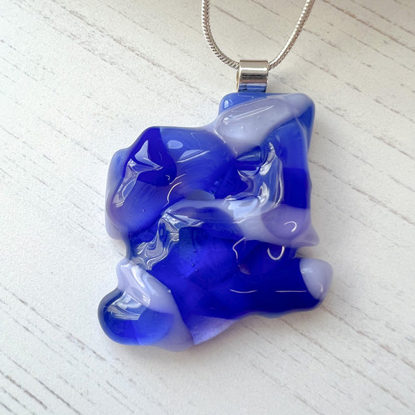Abstract Dichroic Glass Necklaces - Blues
