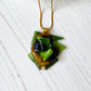 Abstract Dichroic Glass Necklaces - Greens