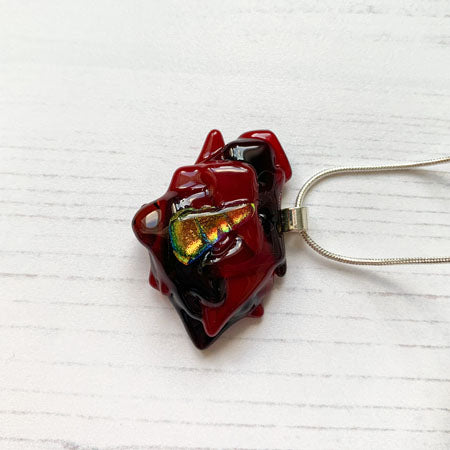 Abstract Dichroic Glass Necklaces - Reds, Oranges, Yellows