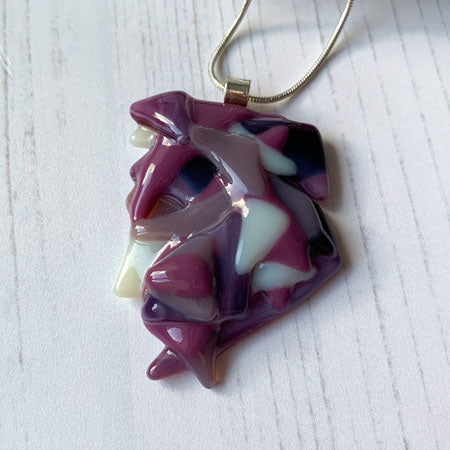 Abstract Dichroic Glass Necklaces - Pinks, Purples