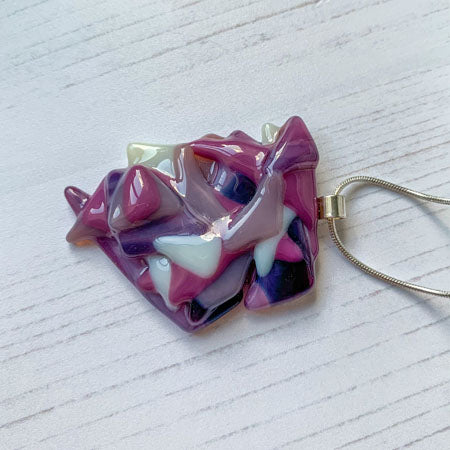 Abstract Dichroic Glass Necklaces - Pinks, Purples