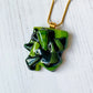 Abstract Dichroic Glass Necklaces - Greens