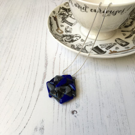 Abstract Dichroic Glass Necklaces - Blues