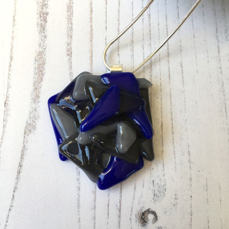 Abstract Dichroic Glass Necklaces - Blues