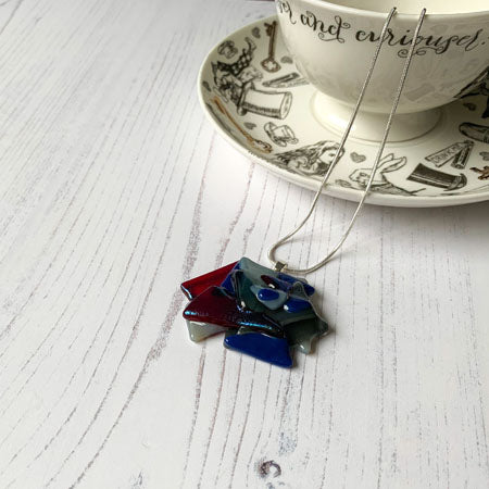 Abstract Dichroic Glass Necklaces - Greys