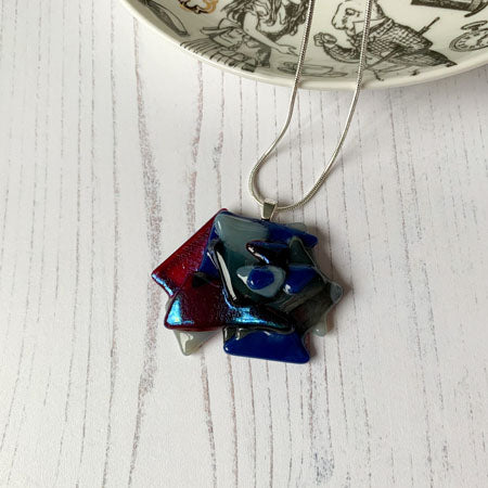 Abstract Dichroic Glass Necklaces - Greys