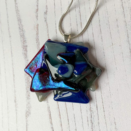 Abstract Dichroic Glass Necklaces - Greys