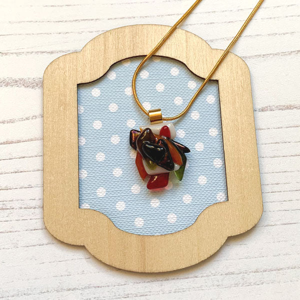 Abstract Dichroic Glass Necklaces - Reds, Oranges, Yellows