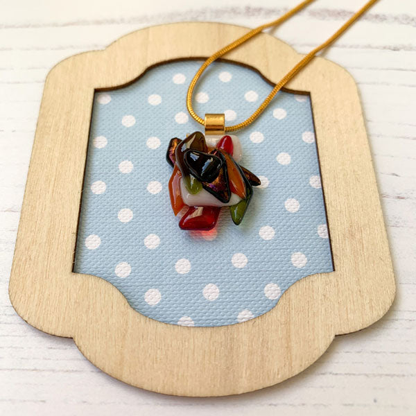 Abstract Dichroic Glass Necklaces - Reds, Oranges, Yellows