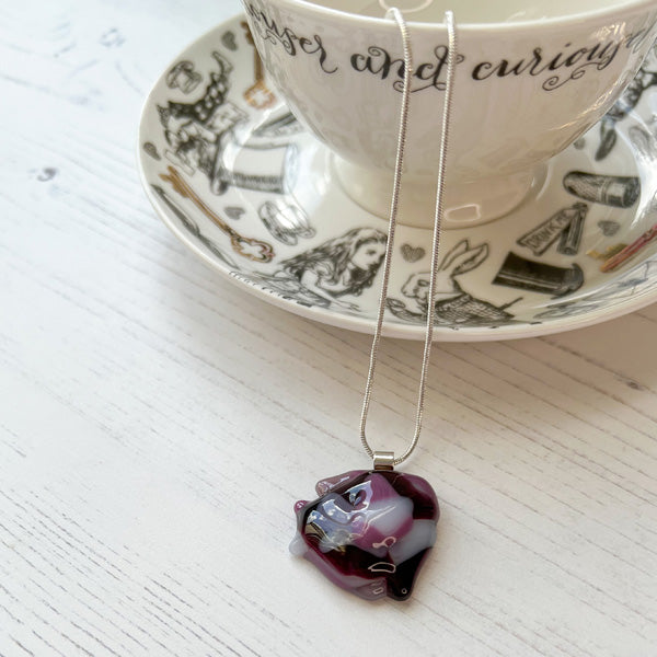 Abstract Dichroic Glass Necklaces - Pinks, Purples
