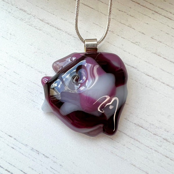 Abstract Dichroic Glass Necklaces - Pinks, Purples