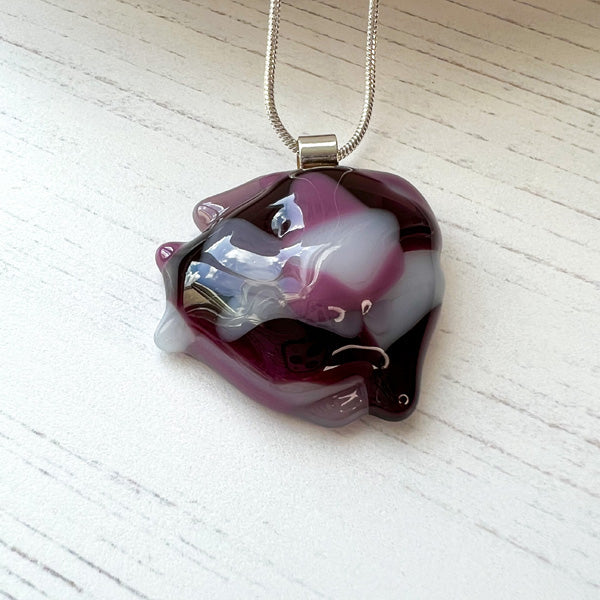 Abstract Dichroic Glass Necklaces - Pinks, Purples
