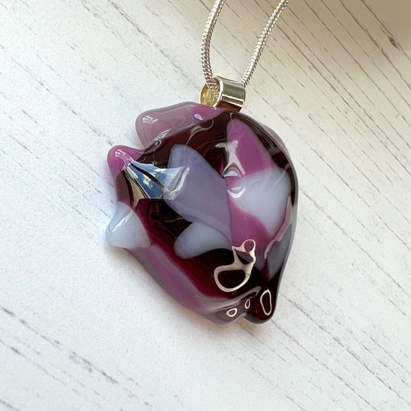 Abstract Dichroic Glass Necklaces - Pinks, Purples