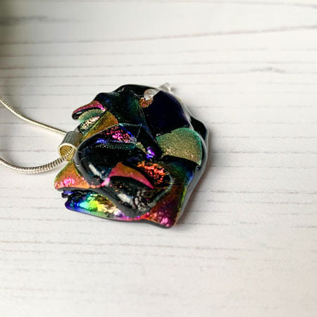 Abstract Dichroic Glass Necklaces - Pinks, Purples