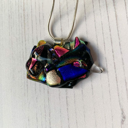 Abstract Dichroic Glass Necklaces - Pinks, Purples