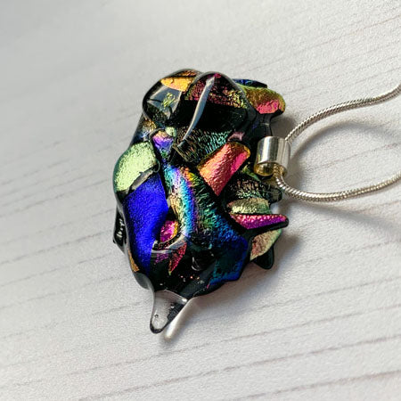 Abstract Dichroic Glass Necklaces - Pinks, Purples