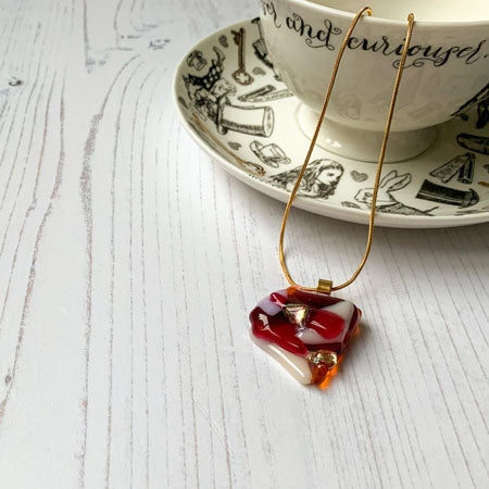 Abstract Dichroic Glass Necklaces - Reds, Oranges, Yellows