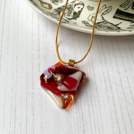 Abstract Dichroic Glass Necklaces - Reds, Oranges, Yellows