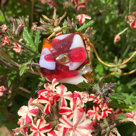 Abstract Dichroic Glass Necklaces - Reds, Oranges, Yellows