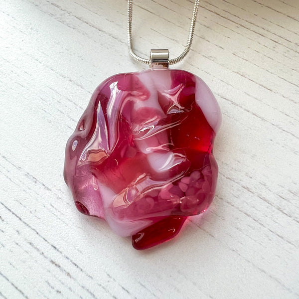 Abstract Dichroic Glass Necklaces - Pinks, Purples