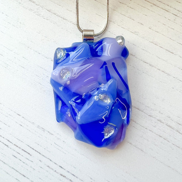Abstract Dichroic Glass Necklaces - Blues