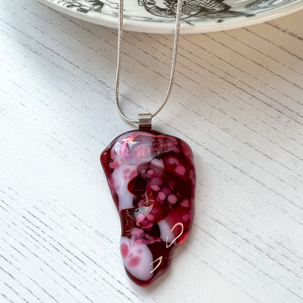 Abstract Dichroic Glass Necklaces - Pinks, Purples