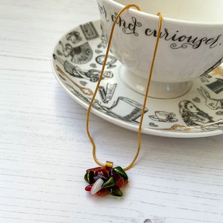 Abstract Dichroic Glass Necklaces - Reds, Oranges, Yellows