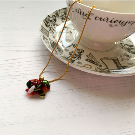 Abstract Dichroic Glass Necklaces - Reds, Oranges, Yellows