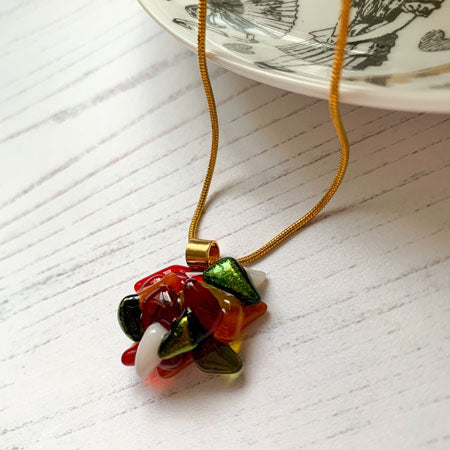Abstract Dichroic Glass Necklaces - Reds, Oranges, Yellows