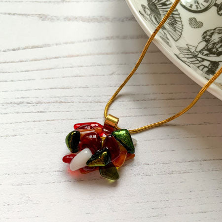 Abstract Dichroic Glass Necklaces - Reds, Oranges, Yellows