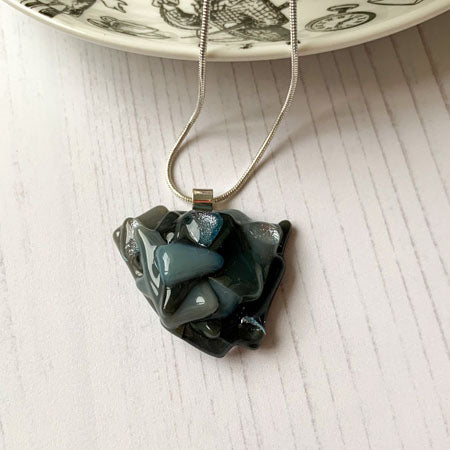 Abstract Dichroic Glass Necklaces - Greys
