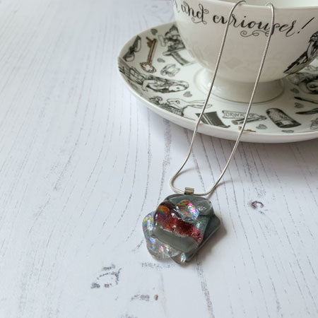 Abstract Dichroic Glass Necklaces - Greys