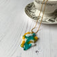 Abstract Dichroic Glass Necklaces - Greens