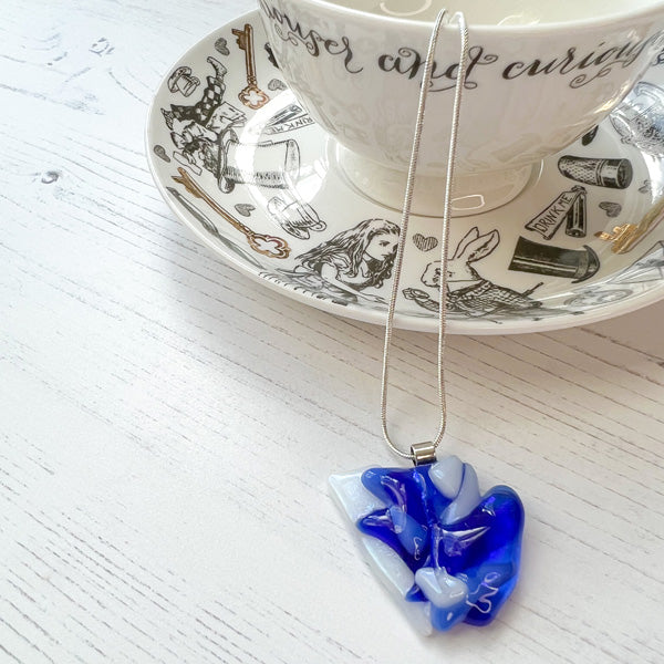 Abstract Dichroic Glass Necklaces - Blues