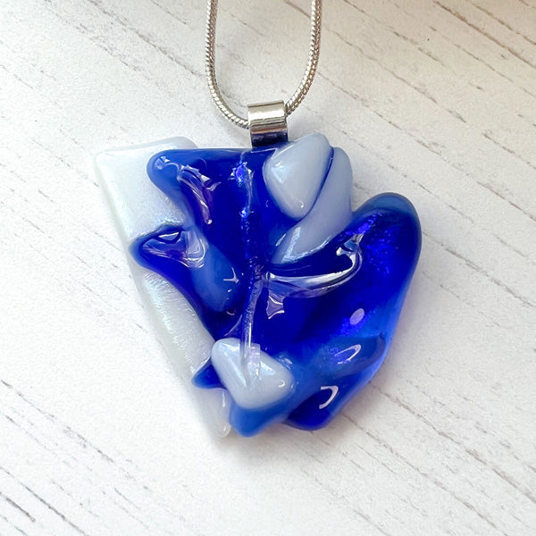 Abstract Dichroic Glass Necklaces - Blues