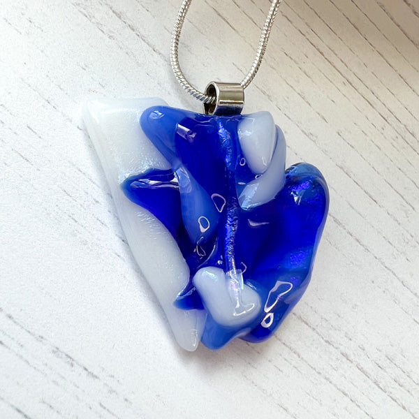 Abstract Dichroic Glass Necklaces - Blues