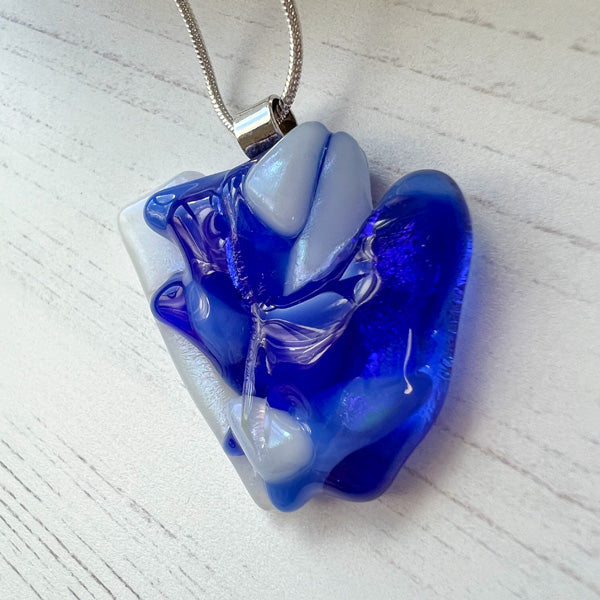 Abstract Dichroic Glass Necklaces - Blues