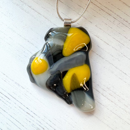 Abstract Dichroic Glass Necklaces - Greys