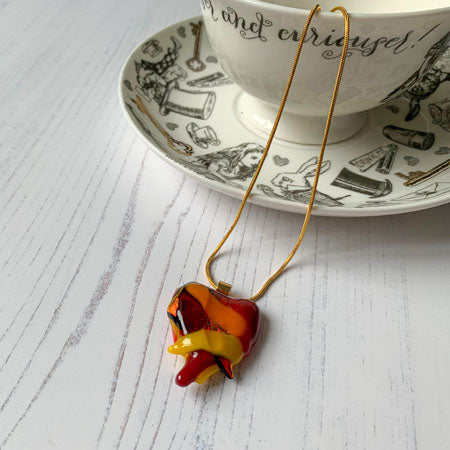 Abstract Dichroic Glass Necklaces - Reds, Oranges, Yellows