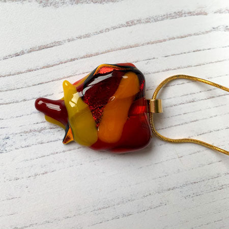 Abstract Dichroic Glass Necklaces - Reds, Oranges, Yellows