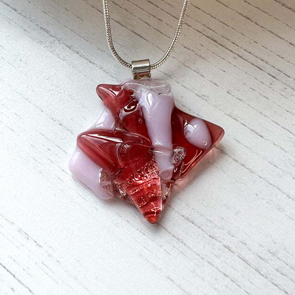 Abstract Dichroic Glass Necklaces - Pinks, Purples