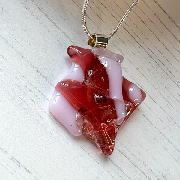 Abstract Dichroic Glass Necklaces - Pinks, Purples
