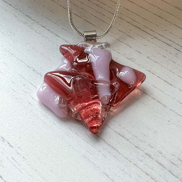 Abstract Dichroic Glass Necklaces - Pinks, Purples