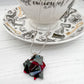 Abstract Grey Cranberry Glass Necklace
