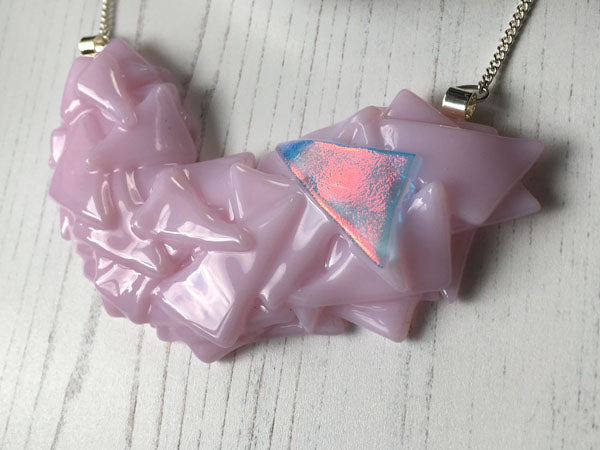 Abstract Dichroic Glass Necklaces - Pinks, Purples