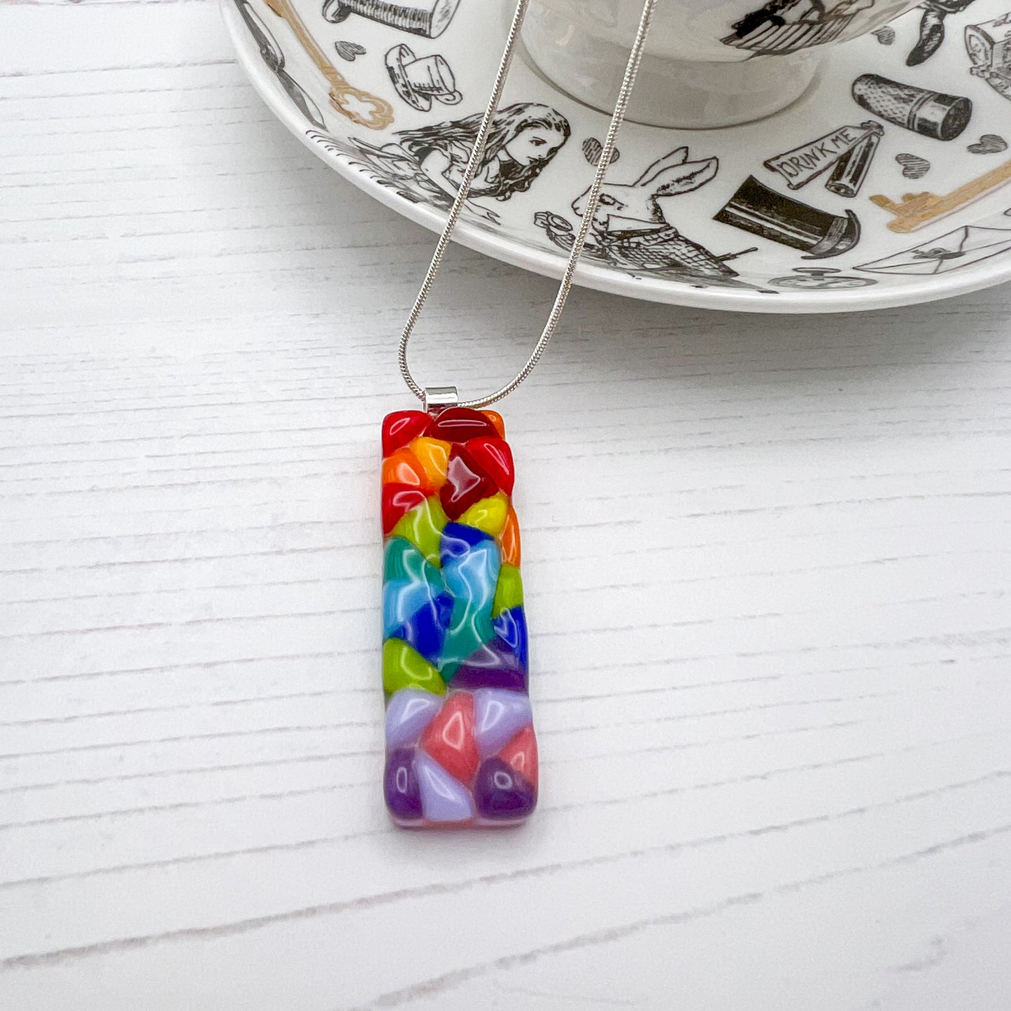 Bright Triangles Glass Necklace