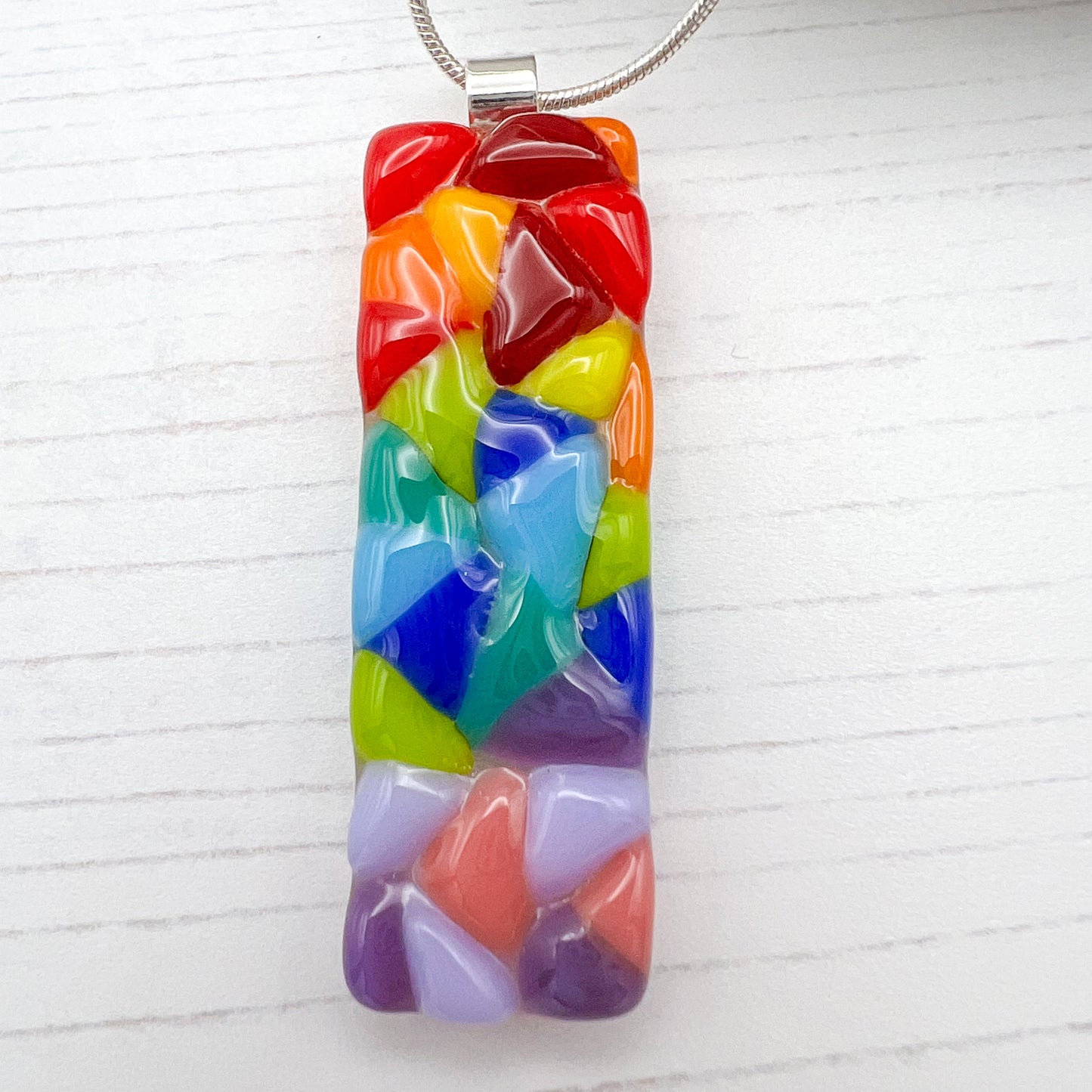 Bright Triangles Glass Necklace