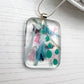 Blue Pink Abstract Glass Necklace